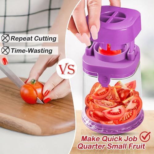 Stainless Steel Small Fruit Cutters Multitool Food Cutter for Kids Purple
