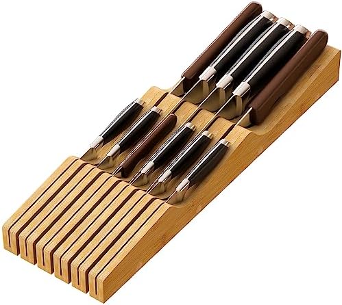 Kiplant Bamboo Knives Block Organizer Durable Kitchen Tool for Protecting Cutlery