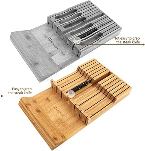 Utoplike Kitchen Knife Block - Bamboo Organizer for 12 Knives