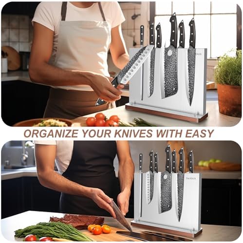 DAJOUJS Magnetic Knife Block Stainless Steel Knife Holder for Kitchen Counter
