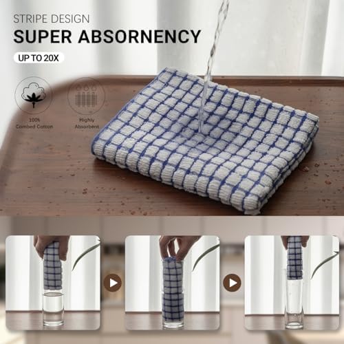 100 Cotton Kitchen Dish Towels - Soft Absorbent 16x25 Inch