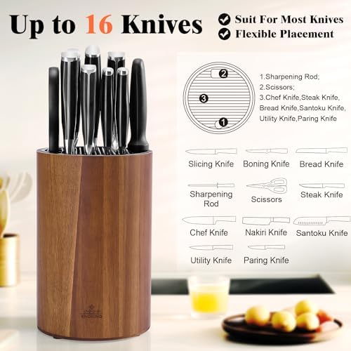 Perfect Universal Knife Holderalyzed Wooden Holder with Plastic Lid Non-Slip Eco-Friendly