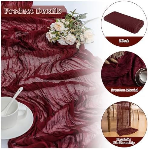 Burgundy 10ft Long Table Runner Pair