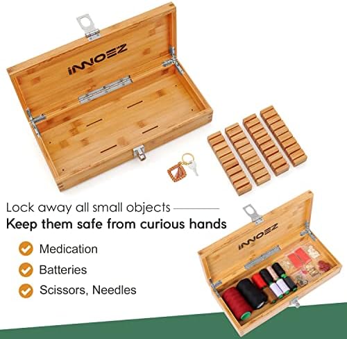 Bamboo Kitchen Knife Holder Lock Box for Kids Safe Durable