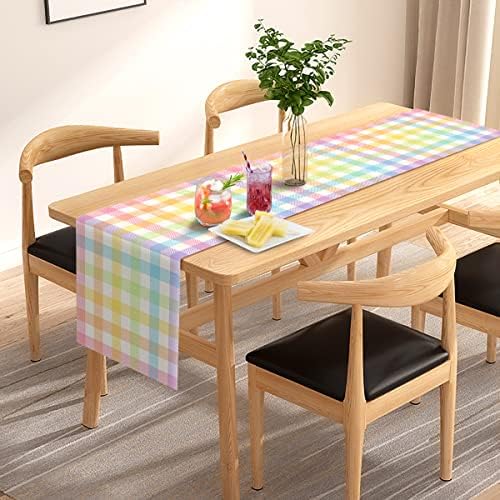 Pudodo Easter Buffalo Plaid Table Runner