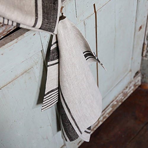 Signature Black Striped Linen Tea Towels Set of 2