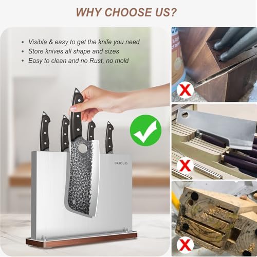 DAJOUJS Magnetic Knife Block Stainless Steel Knife Holder for Kitchen Counter