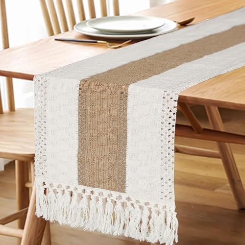 FEXIA Boho Table Runner for Rustic Christmas Decor