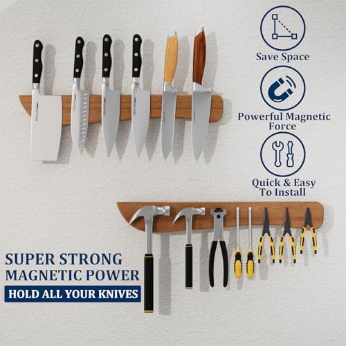 Stylish Acacia Wood Magnetic Knife Holder