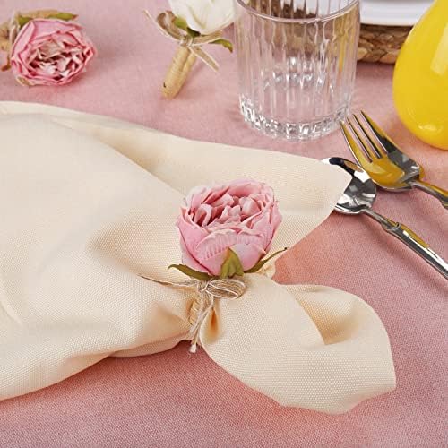 Vibrant Handmade Napkin Rings Pink Peonies for Weddings Parties More