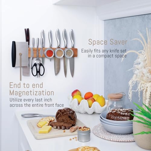 NOVAWARE Magnetic Knife Holder for Kitchen Storage with Double Capacity