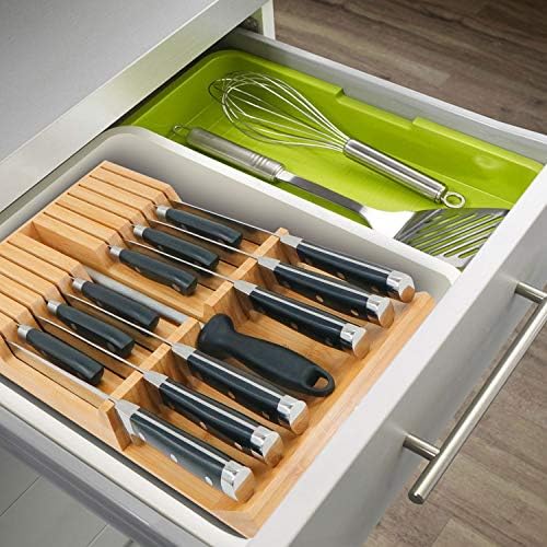 Utoplike Kitchen Knife Block - Bamboo Organizer for 12 Knives