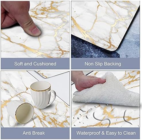 Mrcrypos Gold White Anti-Fatigue Kitchen Rugs 2-Pack