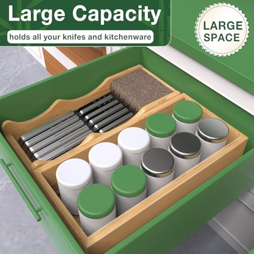 High-Quality Bamboo Kitchen Knife Block Organizer