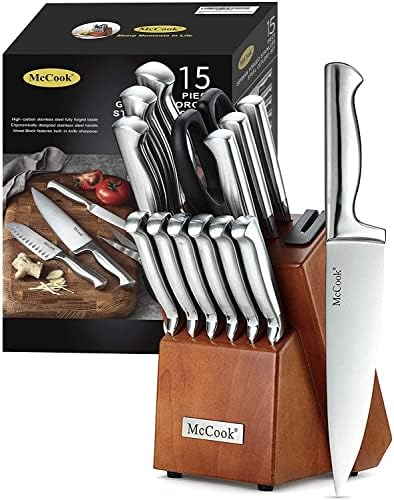 McCook premium German stainless steel knife set with built-in sharpener