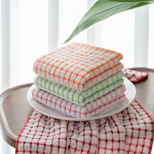 100 Cotton Kitchen Dish Towels - Soft Absorbent 16x25 Inch