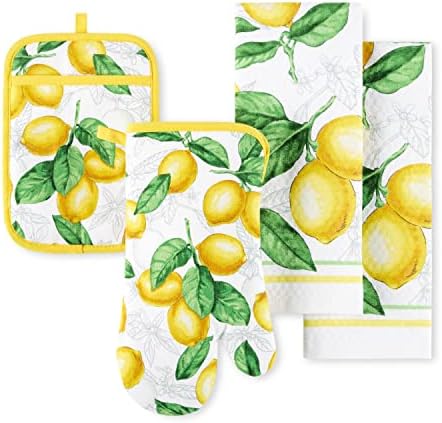 Martha Stewart 4-Pack Kitchen Set with Lots of Lemons Design
