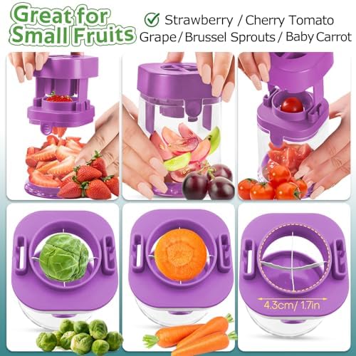 Stainless Steel Small Fruit Cutters Multitool Food Cutter for Kids Purple