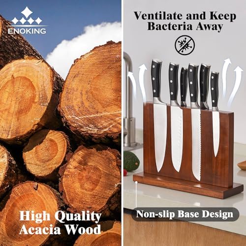 ENOKING Magnetic Knife Block with Acacia Wood