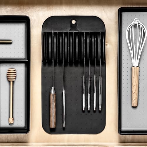 Madesmart Premium Antimicrobial Classic Large Knife Mat Soft-Grip Non-Slip Drawer Organizer