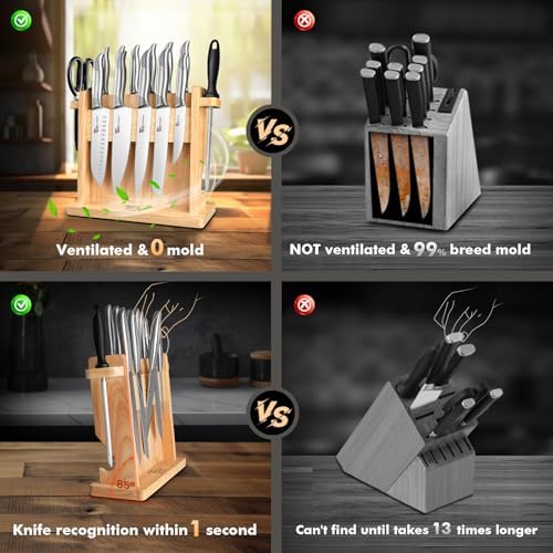 SYOKAMI 14 PCS Japanese Knife Set with Magnetic Block