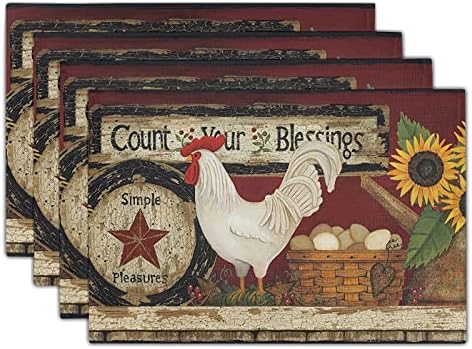 Vintage Rooster Placemats Set