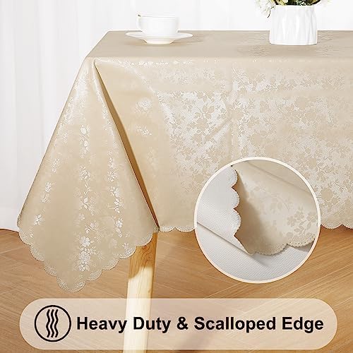 Elegant Beige Rectangle Tablecloth Waterproof for Everyday Use