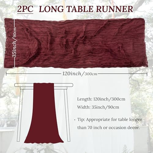 Burgundy 10ft Long Table Runner Pair