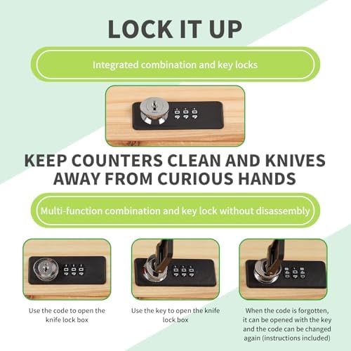 Wooden Knife Storage Box with Combination Lock
