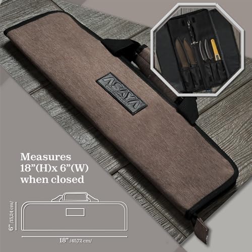 Asaya Chef Knife Roll Bag - 12 Pockets Lightweight Durable Stain Resistant
