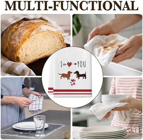 DETIHO Dachshund Kitchen Towels for Women - Set of 4 - Cute and Functional