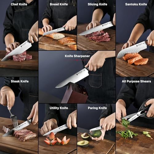 15-Piece knives set with German steel and ergonomic handles