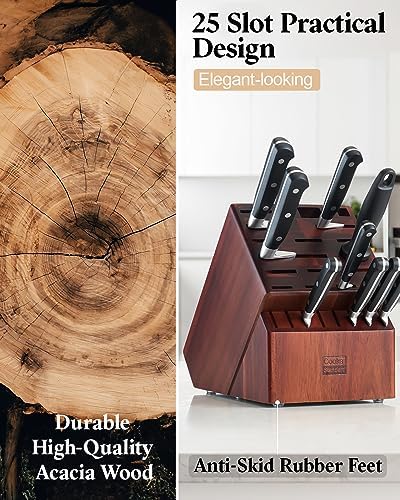 Cooks Standard Acacia Wood Knife Block Holder 25 Slots 1