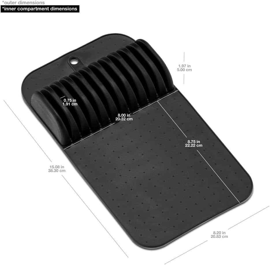 Madesmart Premium Antimicrobial Classic Large Knife Mat Soft-Grip Non-Slip Drawer Organizer