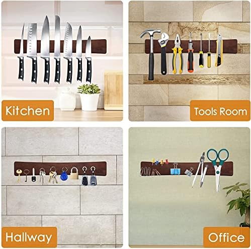 HOSHANHO Magnetic Knife Organizer - Acacia Wood 16x25x07 Replacement for Kitchen Knives