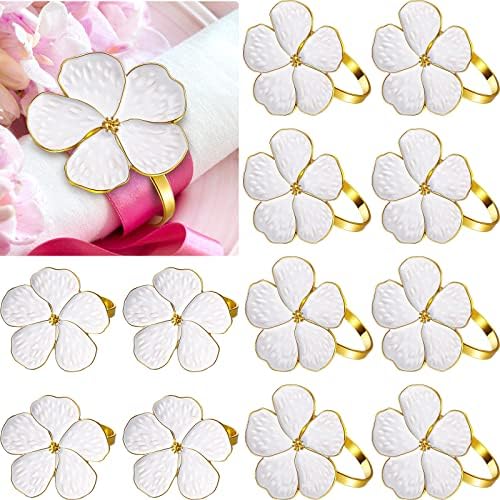 6-Piece Gold Flower Napkin Rings Set