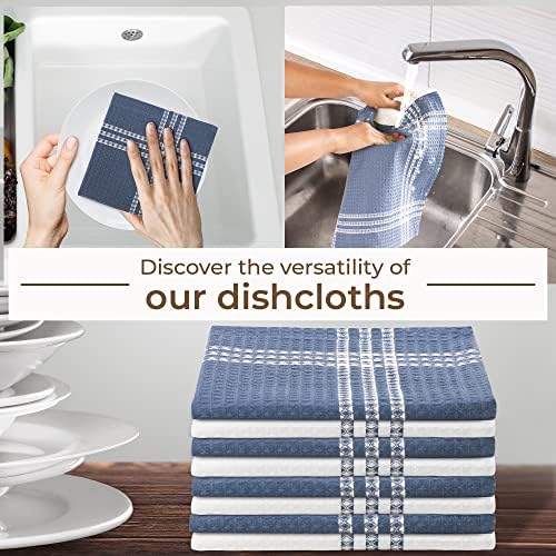 Urban Villa 12x12 Soft and Absorbent Cotton Dishcloth Set of 8