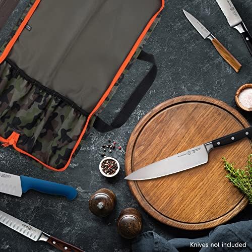 Messermeister 8-Pocket Knives Bag Reinforced Pockets Durable Stylish Holds 18 Knife