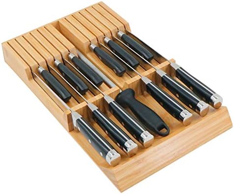 Utoplike Kitchen Knife Block - Bamboo Organizer for 12 Knives