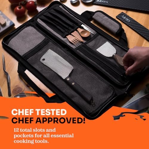 Asaya Chef Knife Roll Bag - 12 Pockets - Perfect for the Traveling Chef