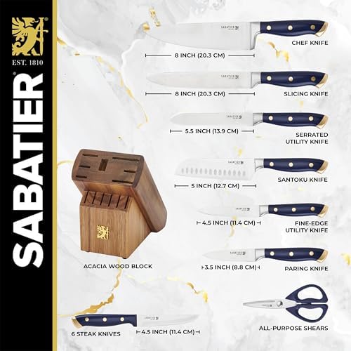 14-Piece Sabatier Knives Set Precision Cutting