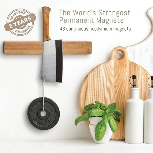 NOVAWARE Magnetic Knife Holder for Kitchen Storage with Double Capacity