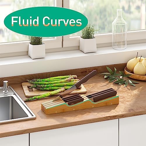 KiPlantBamboo Knife Holder for 7 Knives Ergonomic Durable