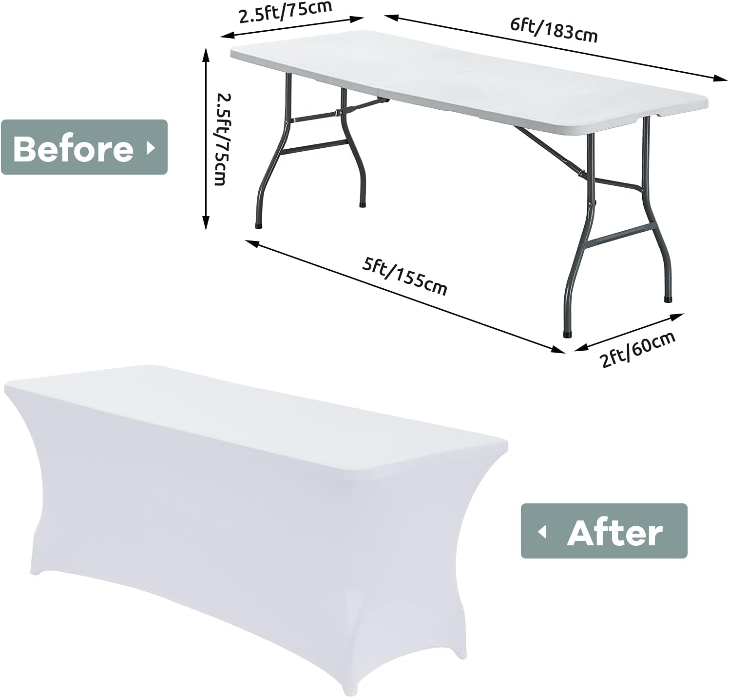 CWK 6FT Stretch Spandex Tablecloth