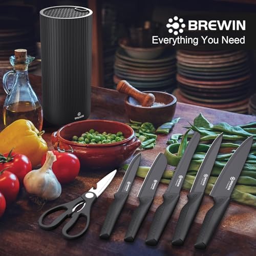 Brewin Kitchen Knife Set with Universal Block