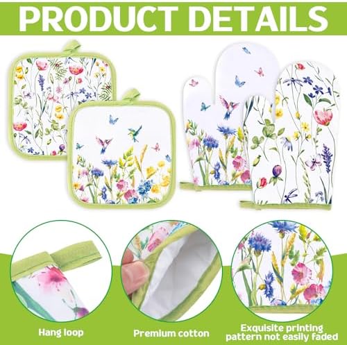 Spring Floral Heat-Resistant - Set of 6 for Kitchen Cooking