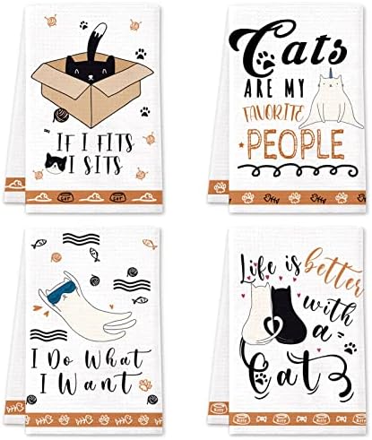 Lebsitey Cat Kitchen Towels Set