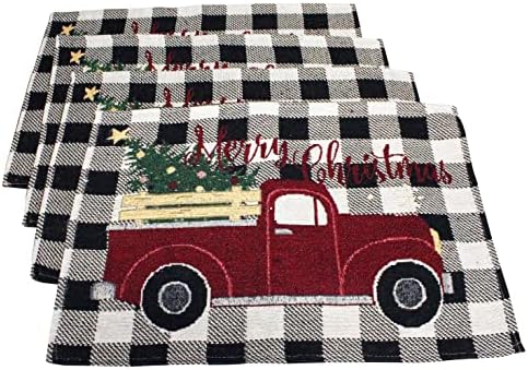8-Piece Christmas Buffaloe Plaid Placemats Kitchen Decor Set