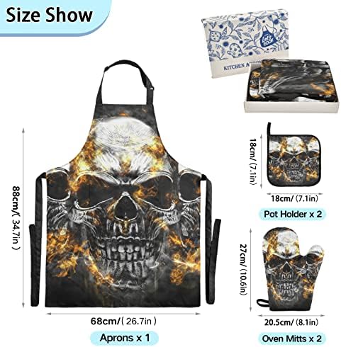 ALAZA Waterproof Apron Set with Pockets for Cooking