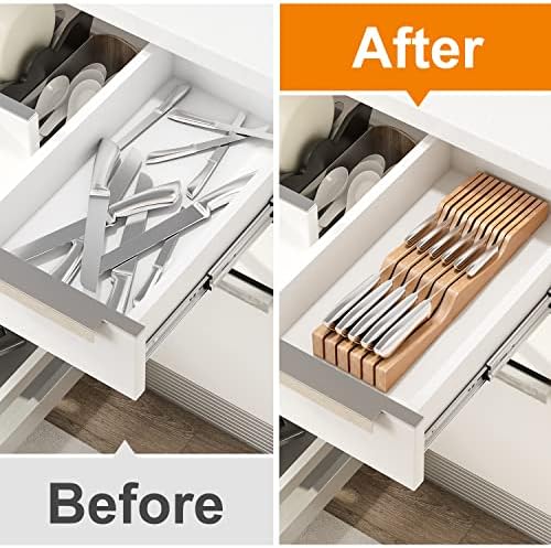 Space-Saving Bamboo Knife Block Organizer